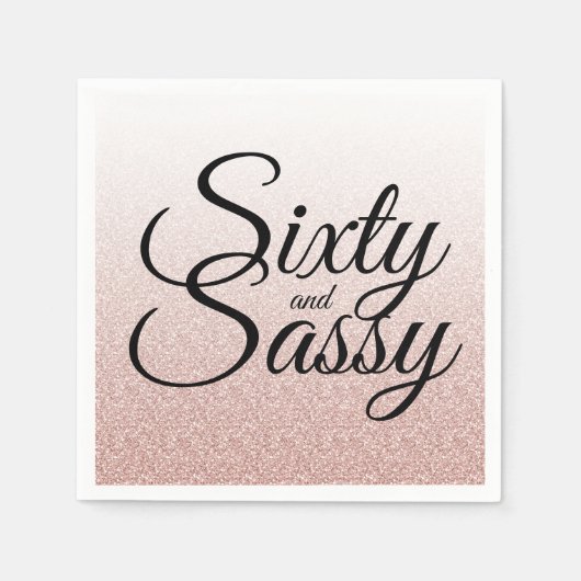 Serviette En Papier Parties scintillant rose Ombre 60 et Sassy 60e ann (Devant)