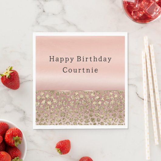 Serviette En Papier Parties scintillant rose or glam Leopard (En situation)
