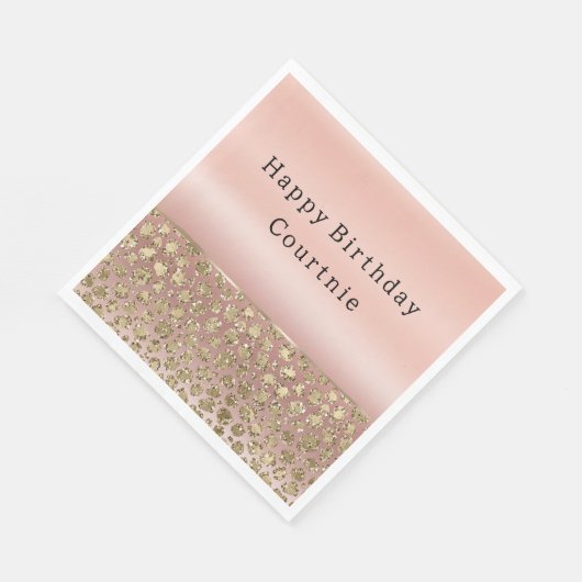 Serviette En Papier Parties scintillant rose or glam Leopard (Coin)