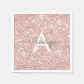 Serviette En Papier Parties scintillant rose or rose et monogramme éti (Devant)
