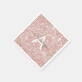 Serviette En Papier Parties scintillant rose or rose et monogramme éti (Coin)