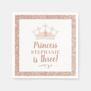 Serviette En Papier Parties scintillant rose pâle princesse Crown Anni