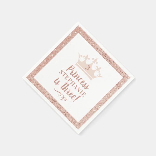 Serviette En Papier Parties scintillant rose pâle princesse Crown Anni (Coin)