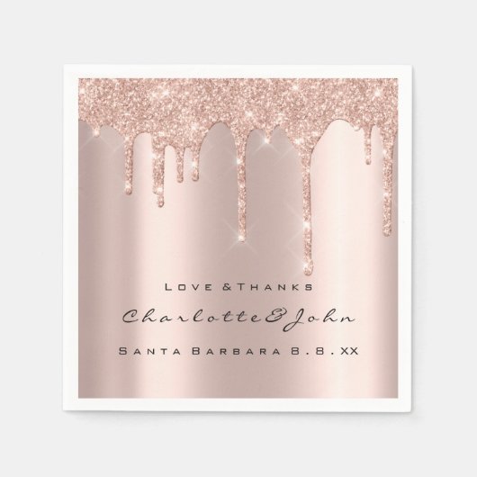 Serviette En Papier Parties scintillant rose Rose Gold Drids Étincelle (Devant)