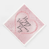 Serviette En Papier Parties scintillant rose Script romantique Saint V (Coin)