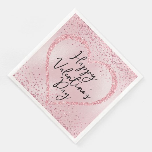 Serviette En Papier Parties scintillant rose Script romantique Saint V (Coin)