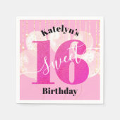 Serviette En Papier Parties scintillant rose sucré 16 Ballons d'annive (Devant)