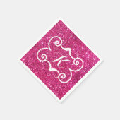Serviette En Papier Parties scintillant rose tendance Monogramme blanc (Coin)