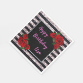 Serviette En Papier Parties scintillant Roses Rouges Rose Et Noir Anni (Coin)