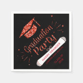 Serviette En Papier Parties scintillant rouge Black Graduation Cap Par (Devant)