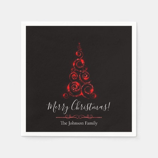 Serviette En Papier Parties scintillant rouge élégante personnalisée A (Devant)