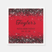 Serviette En Papier Parties scintillant rouge et noire 50e anniversair (Devant)