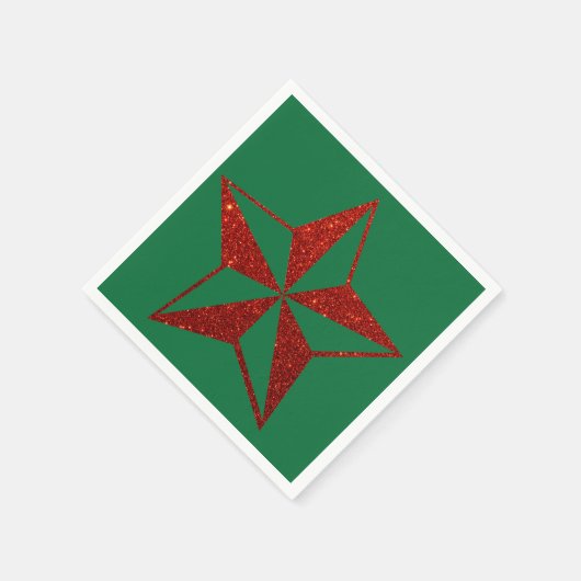 Serviette En Papier Parties scintillant rouge Étoile de Noël serviette (Coin)