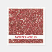 Serviette En Papier Parties scintillant rouge Faux Texture Look Sweet  (Devant)