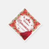 Serviette En Papier Parties scintillant rouge Floral Quinceanera (Coin)