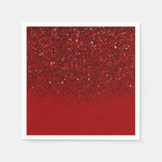 Serviette En Papier Parties scintillant Rouge Glam Sparkle Élégant Par (Devant)