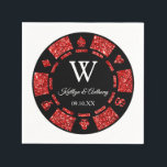 Serviette En Papier Parties scintillant rouge Monogram Poker Chip Casi<br><div class="desc">Célébrez dans le style avec ces serviettes mariages design et très tendance. Ce design est facile à personnaliser avec votre libellé d'événement spécial et vos invités seront ravis quand ils verront ces fabuleuses serviettes.</div>