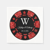 Serviette En Papier Parties scintillant rouge Monogram Poker Chip Casi (Devant)