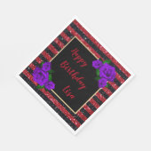 Serviette En Papier Parties scintillant rouge noir rayures violet Rose (Coin)