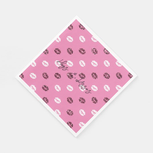 Serviette En Papier Parties scintillant rouge rose Blanc Baisers Lièvr (Coin)