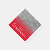 Serviette En Papier Parties scintillant rouge vif et argent Ombre Quin (Coin)