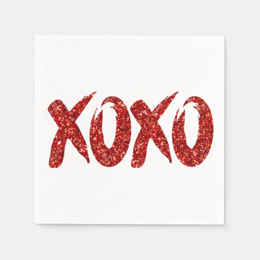 Serviette En Papier Parties scintillant rouge XOXO | Glam Brushstroke  (Devant)