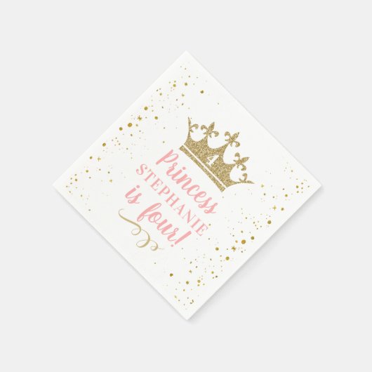 Serviette En Papier Parties scintillant royale d'or rose princesse (Coin)