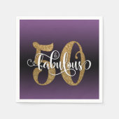 Serviette En Papier Parties scintillant & Script 50 et fabuleux, viole (Devant)