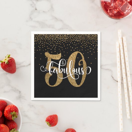 Serviette En Papier Parties scintillant & Script 50 & Fabuleux, Annive (En situation)