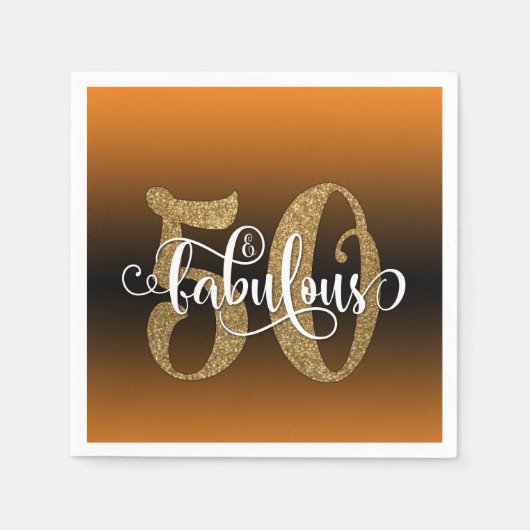 Serviette En Papier Parties scintillant & Script 50 & Fabuleux, Annive (Devant)
