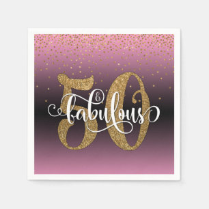Serviette En Papier Parties scintillant & Script 50 & Fabuleux, Annive