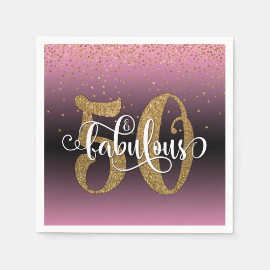 Serviette En Papier Parties scintillant & Script 50 & Fabuleux, Annive (Devant)