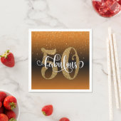 Serviette En Papier Parties scintillant, Script 50 & Fabuleux Orange & (En situation)