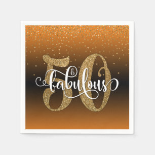 Serviette En Papier Parties scintillant, Script 50 & Fabuleux Orange &