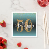 Serviette En Papier Parties scintillant Script 50 & Fabulous Turquoise (En situation)
