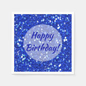 Serviette En Papier Parties scintillant Sparkly Royal Blue Joyeux anni (Devant)
