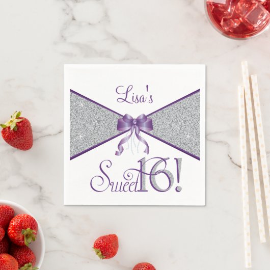 Serviette En Papier Parties scintillant, Sweet sixteen, serviettes vio (En situation)