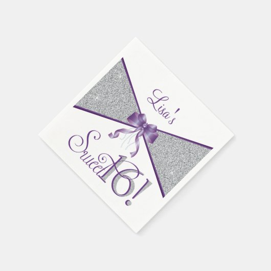 Serviette En Papier Parties scintillant, Sweet sixteen, serviettes vio (Coin)