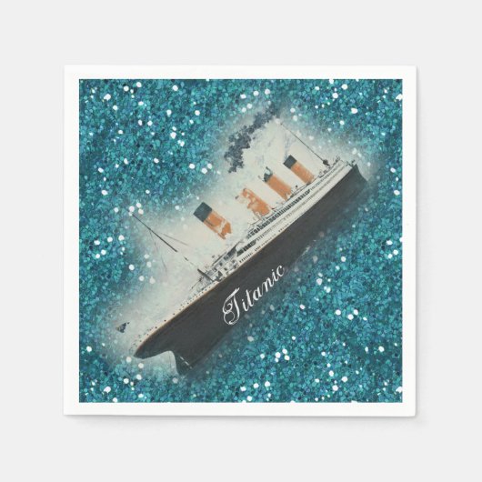 Serviette En Papier Parties scintillant Titanic Sapphire Glam White St (Devant)