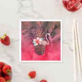 Serviette En Papier Parties scintillant tropicale rose Ananas Luau (En situation)