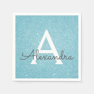 Serviette En Papier Parties scintillant Turquoise bleue et étincelle M