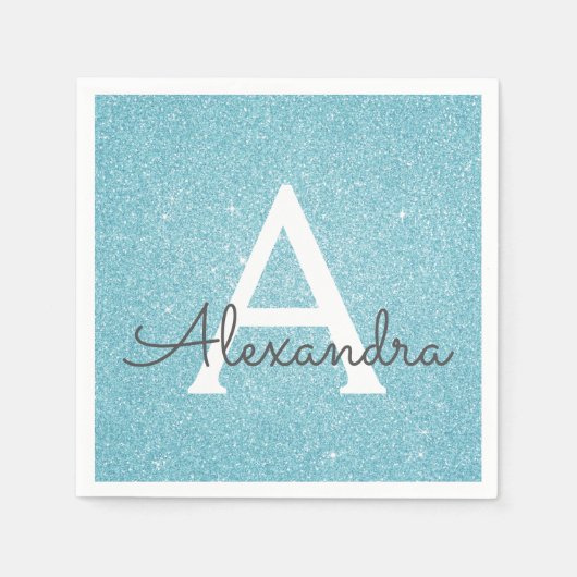Serviette En Papier Parties scintillant Turquoise bleue et étincelle M (Devant)