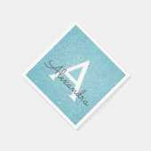 Serviette En Papier Parties scintillant Turquoise bleue et étincelle M (Coin)