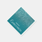 Serviette En Papier Parties scintillant Turquoise bleue Ombre Quincean (Coin)
