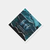 Serviette En Papier Parties scintillant turquoise et argent Agate Marb (Coin)