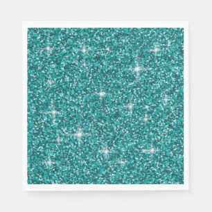 Serviette En Papier parties scintillant turquoise irisée