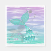 Serviette En Papier Parties scintillant Turquoise Sirène Joyeuse Anniv (Devant)