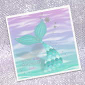 Serviette En Papier Parties scintillant Turquoise Sirène Joyeuse Anniv