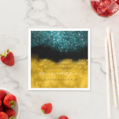 Serviette En Papier Parties scintillant turquoise Turquoise Gold Black (En situation)