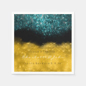 Serviette En Papier Parties scintillant turquoise Turquoise Gold Black (Devant)